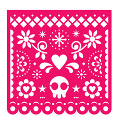 Papel picado pink floral template design Vector Image