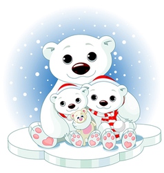 Big polar bear family at christmas Royalty Free Vector Image