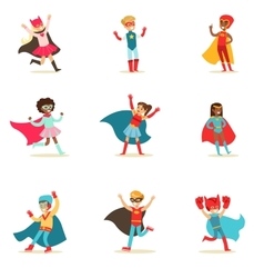 Children Pretending To Have Super Powers Dressed Vector Image