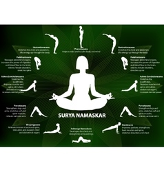 Yoga infographics Surya Namaskar sequence Vector Image