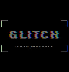 Glitch english alphabet distorted letters Vector Image