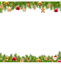 Xmas border with fur tree Royalty Free Vector Image