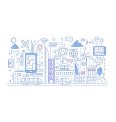 Smart city flat icons set Royalty Free Vector Image