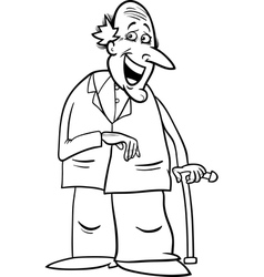 Grumpy Old Man Cartoon Coloring Page Royalty Free Vector