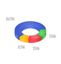 3d donut chart infographic concept with four Vector Image