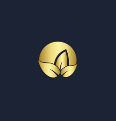 House gold leaf logo Royalty Free Vector Image