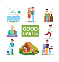 Good And Bad Habits Poster Set Royalty Free Vector Image