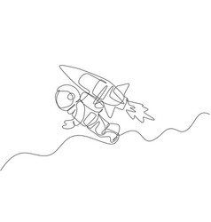 One single line drawing astronaut in spacesuit Vector Image