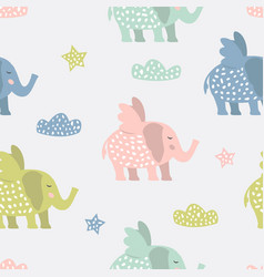 Seamless print with cute little elephants Vector Image