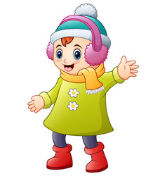 Little happy girl in winter clothes Royalty Free Vector