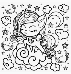 >Draw Black And White Kids Unicorn Vector Images Over 340