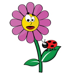 Cartoon funny butterfly sitting on flower Vector Image