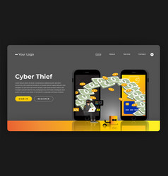 Mock-up design website flat design concept hacker Vector Image