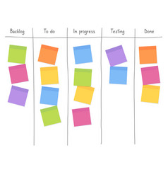 Kanban board with blank sticky note papers Vector Image