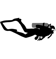 Black silhouette scuba divers Royalty Free Vector Image