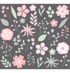 Pastel Floral Set Royalty Free Vector Image Vectorstock