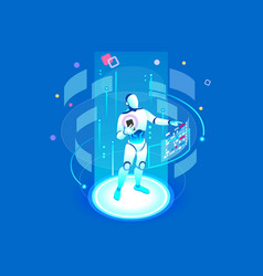 Artificial intelligence flat isometric Royalty Free Vector