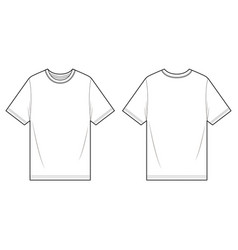 Overfit tee fashion flat sketch template Vector Image