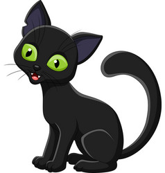 Cartoon black cat isolated on white background Vector Image