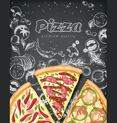 Pizza menu on chalkboard Royalty Free Vector Image