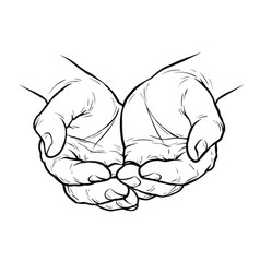 Cupped hands folded arms sketch hand drawn Vector Image