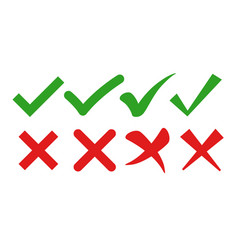 Green tick and red cross checkmarks line icons Vector Image