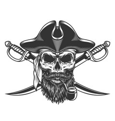 Pirate skull in hat eyepatch Royalty Free Vector Image