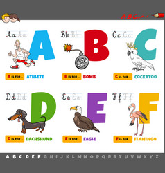 Educational cartoon alphabet letters for kids Vector Image