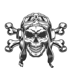 Skull in pilot helmet and goggles Royalty Free Vector Image