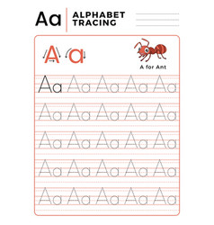 Letter a alphabet tracing book with example Vector Image