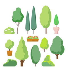 cartoon bush and tree set trees and bushes vector image