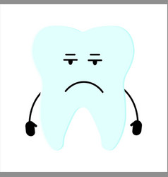 Disappointed tooth character doodle art Royalty Free Vector