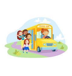 School bus with kids Royalty Free Vector Image