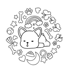 Coloring pages black and white cute kawaii hand Vector Image