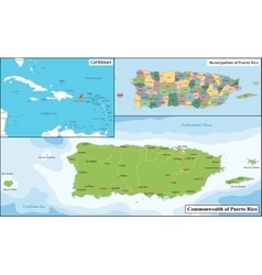 Puerto rico map from contour black brush Vector Image