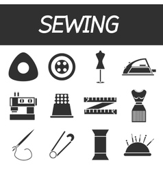 Sewing flat icons set Royalty Free Vector Image