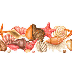 Seamless pattern with seashells tropical Vector Image