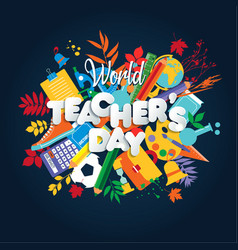 Happy teacher s day poster concept in russia Vector Image