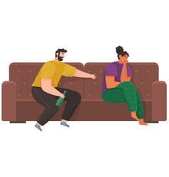 Drunk man scolding his wife while drinking booze Vector Image