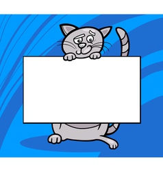 Cartoon cat with board or card Royalty Free Vector Image