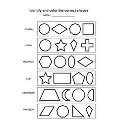 Identify and color the correct shapes educational Vector Image