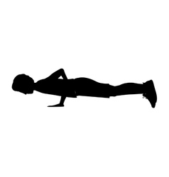 Silhouette with man push ups end pose Royalty Free Vector