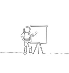 Single continuous line drawing science astronaut Vector Image
