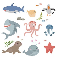 Cute sea creatures cute sea creatures Royalty Free Vector