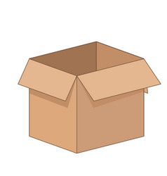 Open cartoon flat cardboard box on white Vector Image