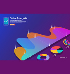 Isometric graph chart analysis Royalty Free Vector Image