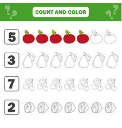 Mathematics worksheet for kids count and color Vector Image