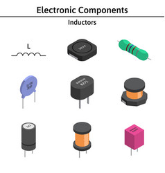 Big set of izometric electronic components Vector Image