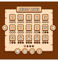 Game ui big kit template wooden menu of Royalty Free Vector