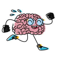 Brain cartoon running Royalty Free Vector Image